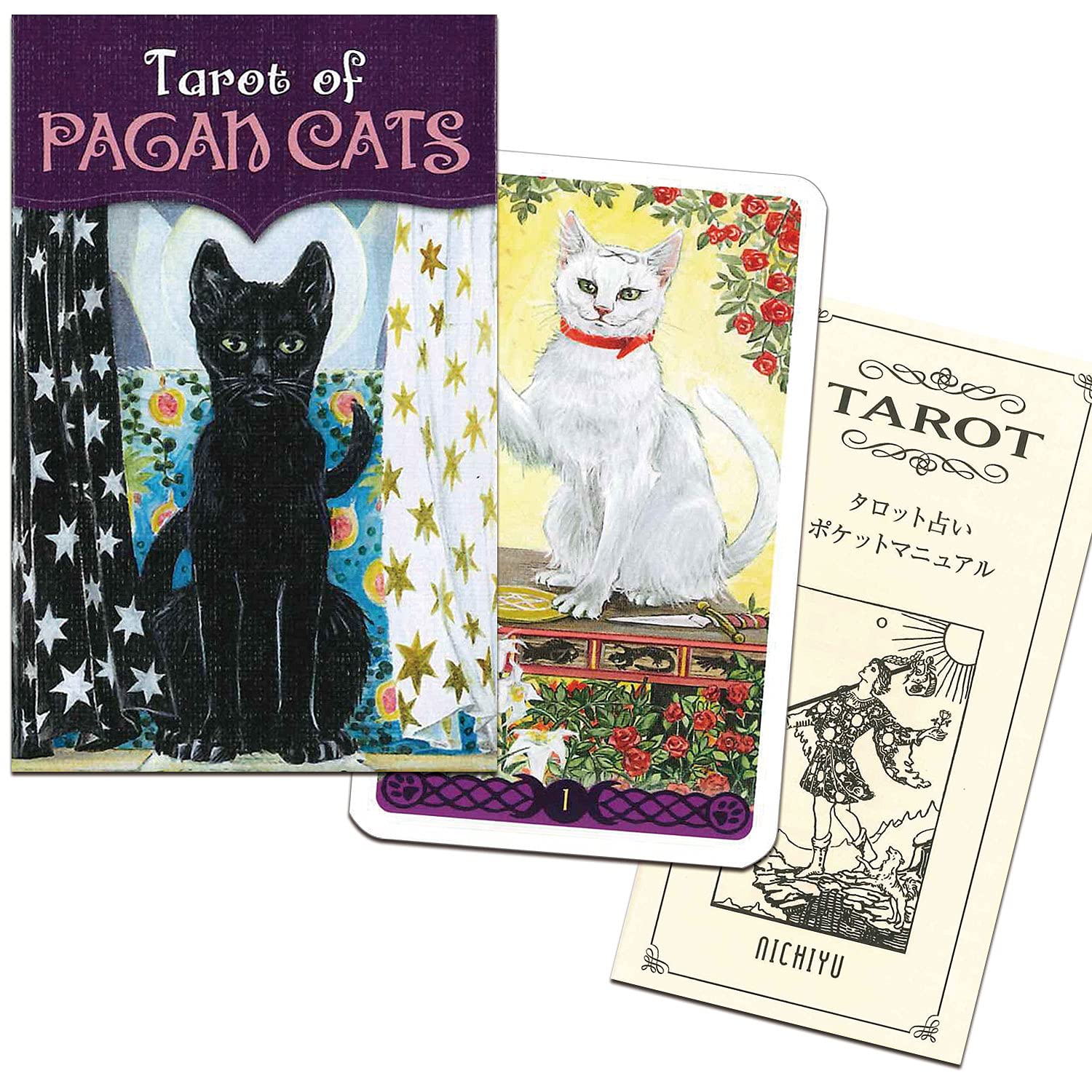 Tarot cards mini size fortune telling 78 cards miniature tarot of pagan cats tarot cards with Japanese booklet pocket manual