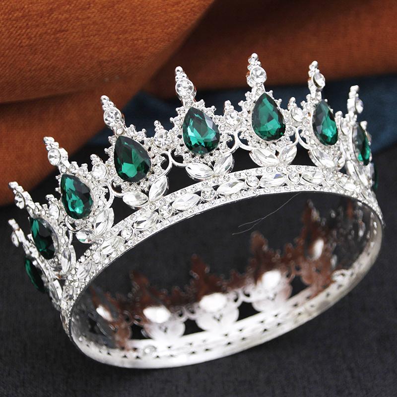 Baroque Queen King Tiaras and Crowns for Women Wedding Party Full Round Diadem Bridal Crown Hair Jewelry Birthday Gifts