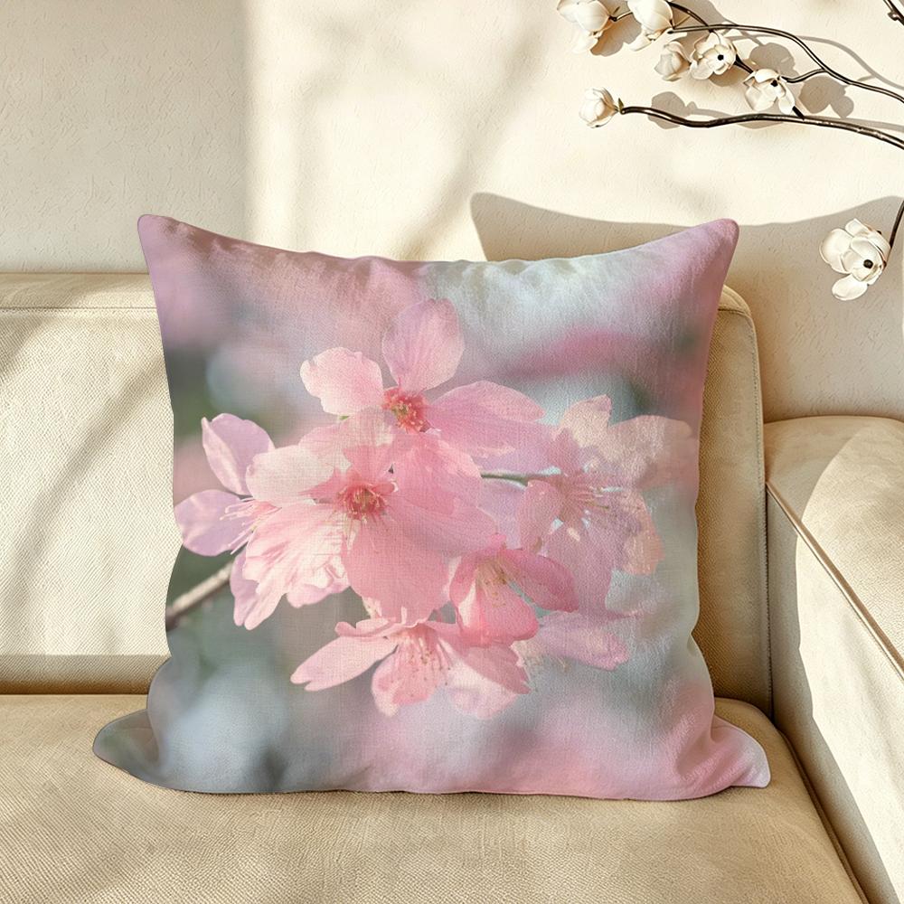 Art CCherry BBlossom Cushion Cover Pillow Case Antidustmite Pillowcase Silky Short Plush Sofa Cushion Cover hot