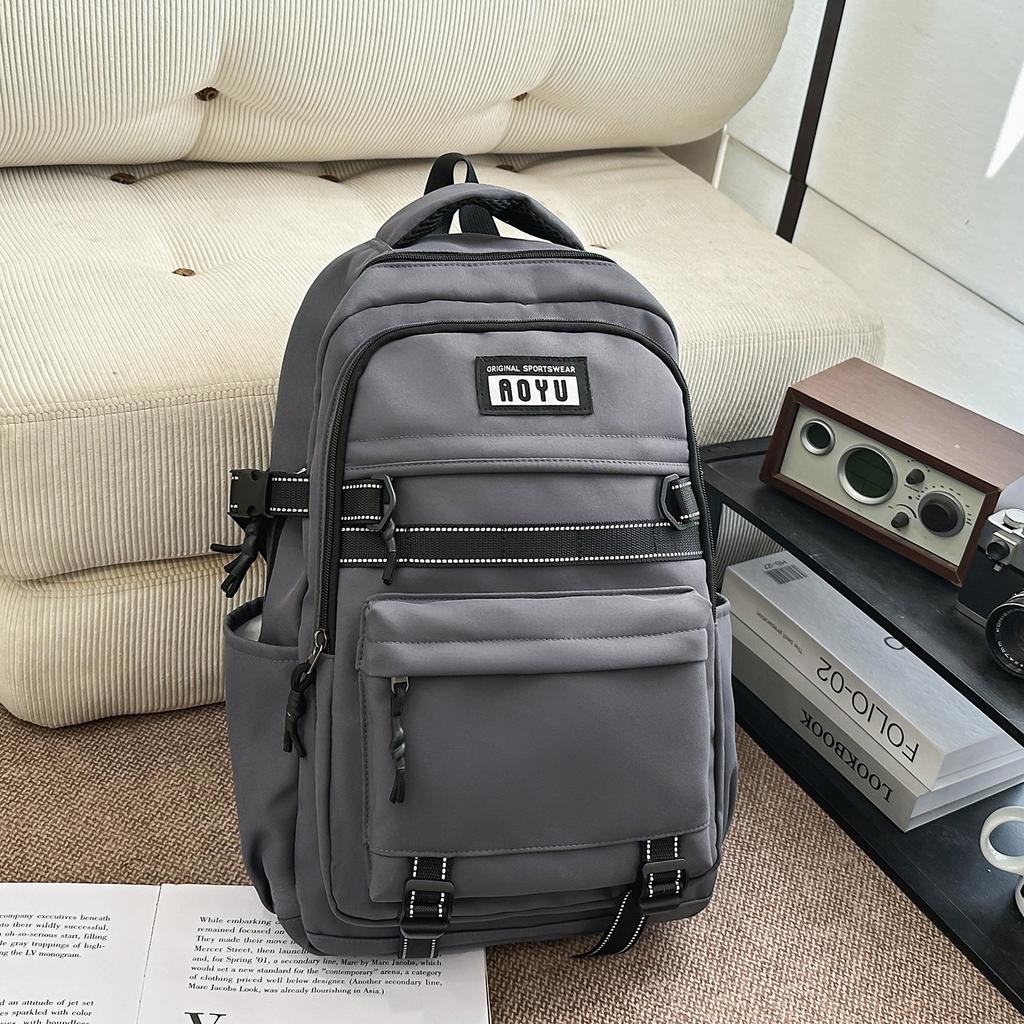 Schoolbag Japanese simple large-capacity schoolbag for male and female junior high school students High school students Durable backpack