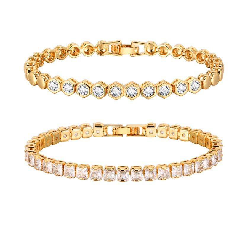 Cubic Zirconia Tennis Bracelet for Women, 18K Gold Plated Stainless Steel CZ Chain, Bridesmaid Zircon Non Tarnish
