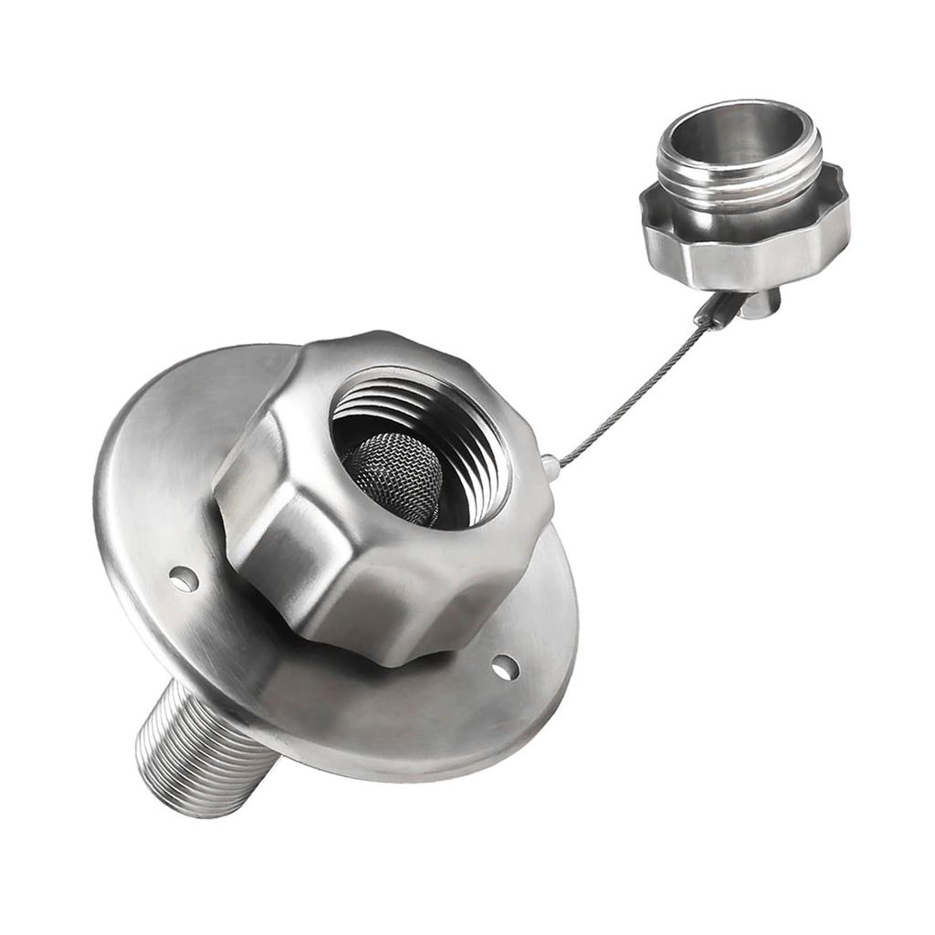 RV City Water Inlet 3/4in GHT Female 1/2in NPT Male 3in Flange RV Water Connection with Check Valve