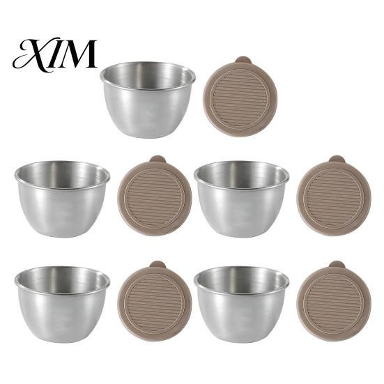 Small Metal Food Storage for Baby Stainless Steel Sauce Cup with Silicone Lid, Reusable Leakproof Dip Cups Bento Box Condiment Container, Dipping Bowl