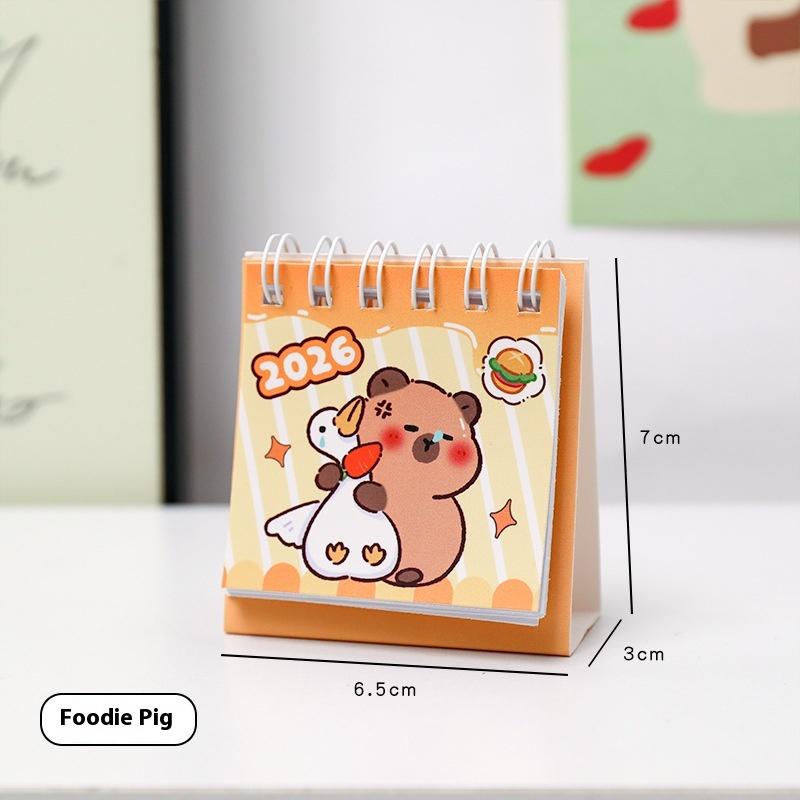 2026 Mini Simple Cute Cartoon Pattern Small Desk Calendar Pocket Portable Calendar Punch Plan Desktop Decoration