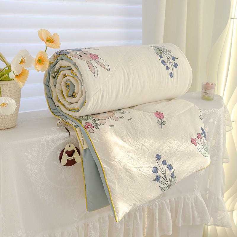 Class A Washed Cotton Soybean Fiber Gauze Quilt - Double Layer Summer Cool, Machine Washable