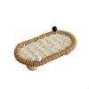 Decorative Woven Storage Tray with Wooden Legs Shallow Oval Compact
