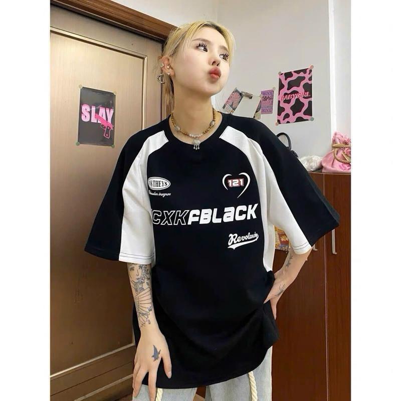 

short sleeve Fblack Loose Form T-Shirt Cool Black and White Mix Beautiful Quality Unisex Loose Form T-Shirt 2XL
