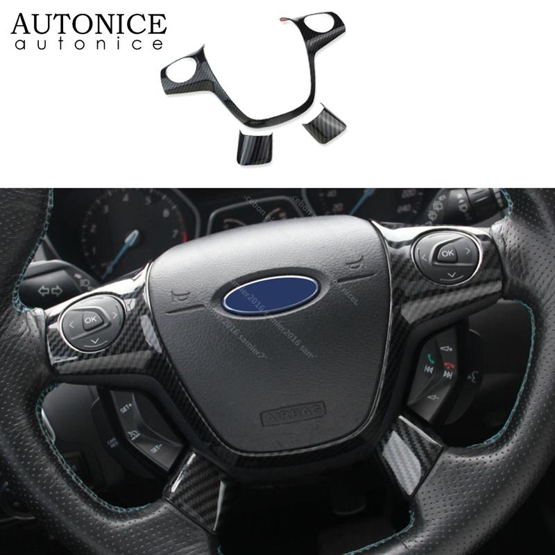 fit For ford Focus Escape Kuga C-Max 3pc Carbon fiber color Steering Wheel Cover