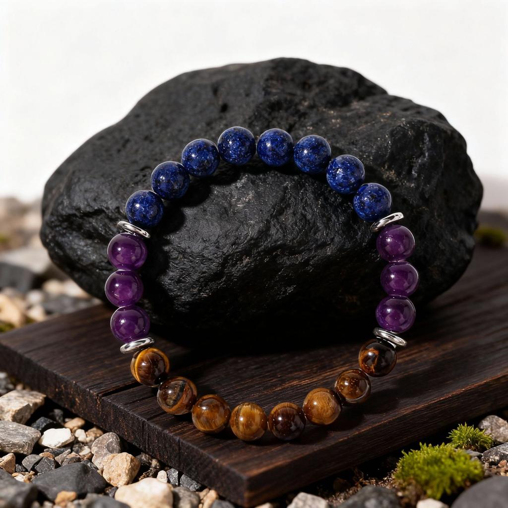 Festive Gifts Lapis Lazuli Amethyst Tiger Eye Beaded Bracelet Natural Fashion Jewelry For Men Women Daily Wear Gift