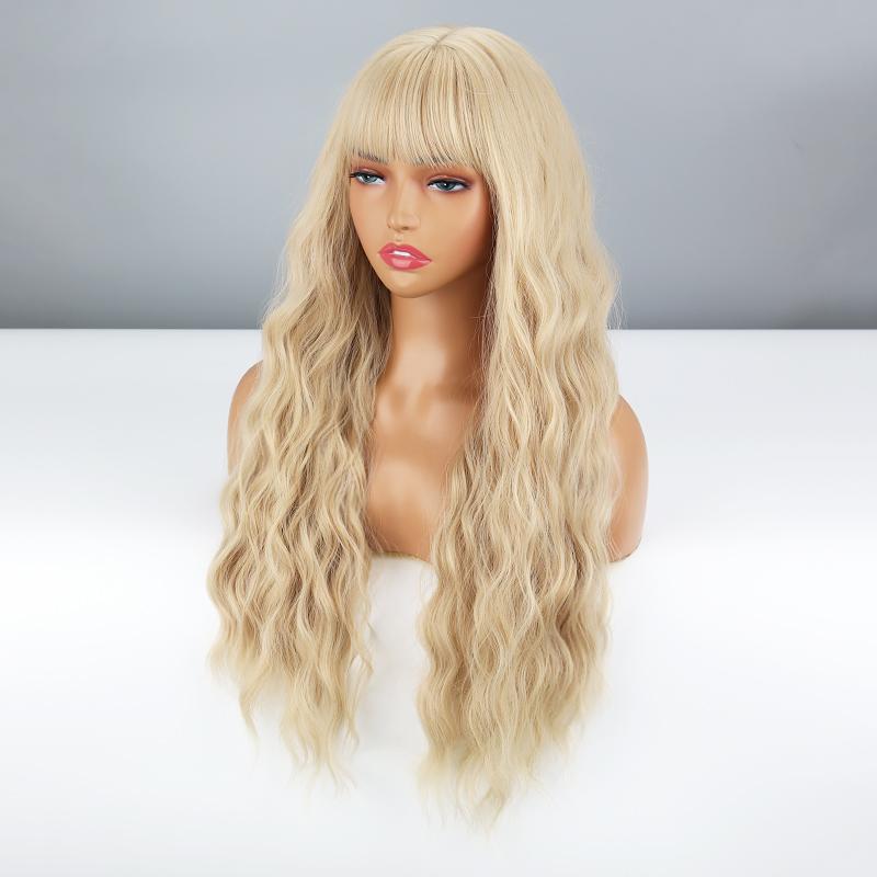 MERISIHAIR Dlouhá vlnitá oranžová dámská paruka s ofinou Cosplay ze syntetických vláken Denní nošení Dlouhá přírodní vlnitá paruka Ombre barva