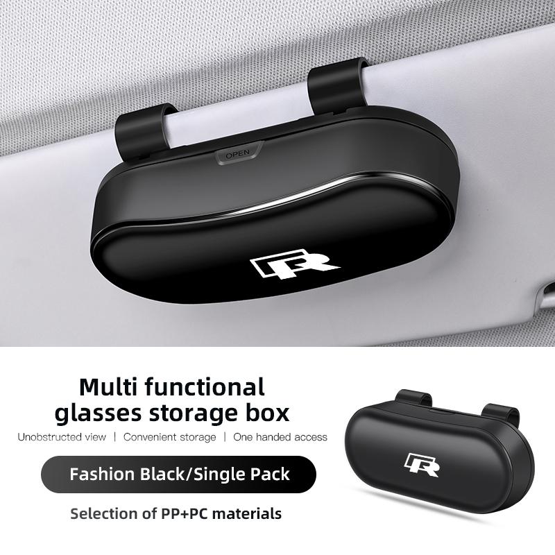 hijk1 Car Sun Visor Glasses Holder Sunglasses Case For VW Golf T5 Phaeton GTI Teramont ID3 Tiguan Car Accessories Glasses Box keychain