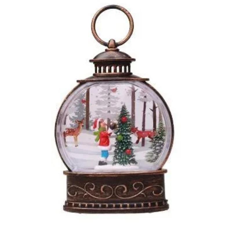 2024 Lighted Christmas Snow Globe Lantern Battery Operated LED Night Light with Hook Christmas Tree Ornaments Gift Ideas 1pc