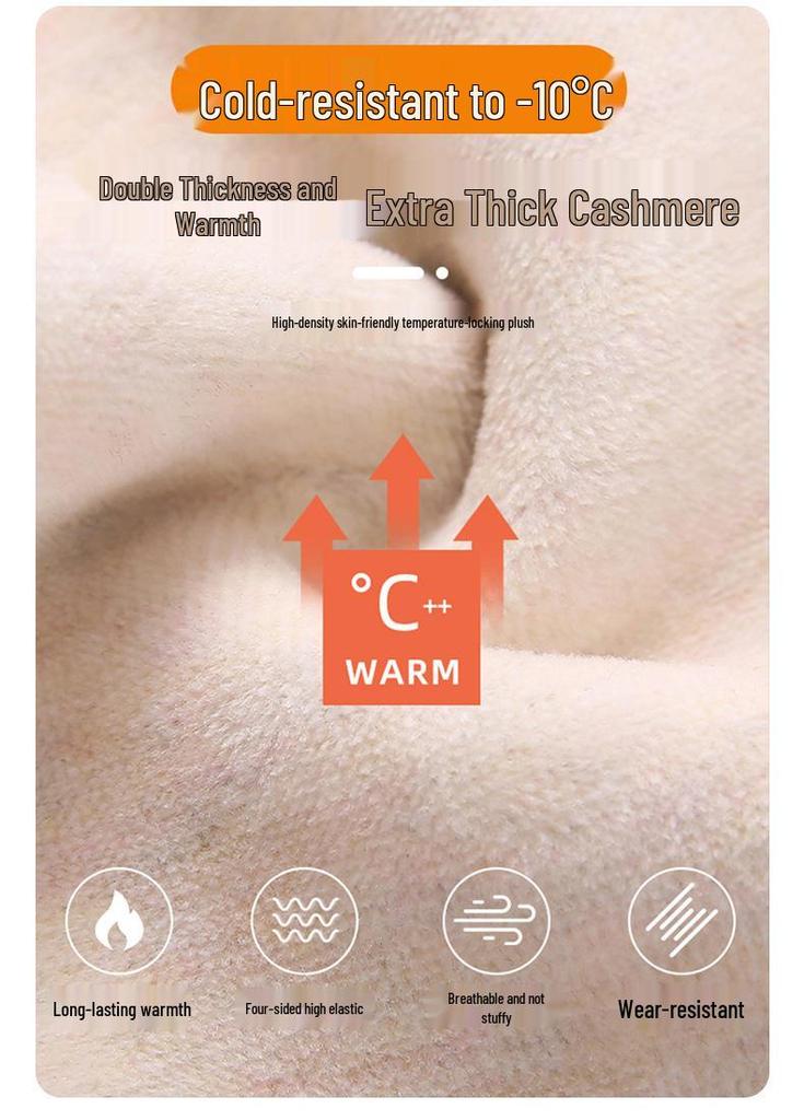 Women's High Waist Plus Velvet Gourd Pants - Thickened Cashmere Silk Warm Base Layer for Autumn/Winter