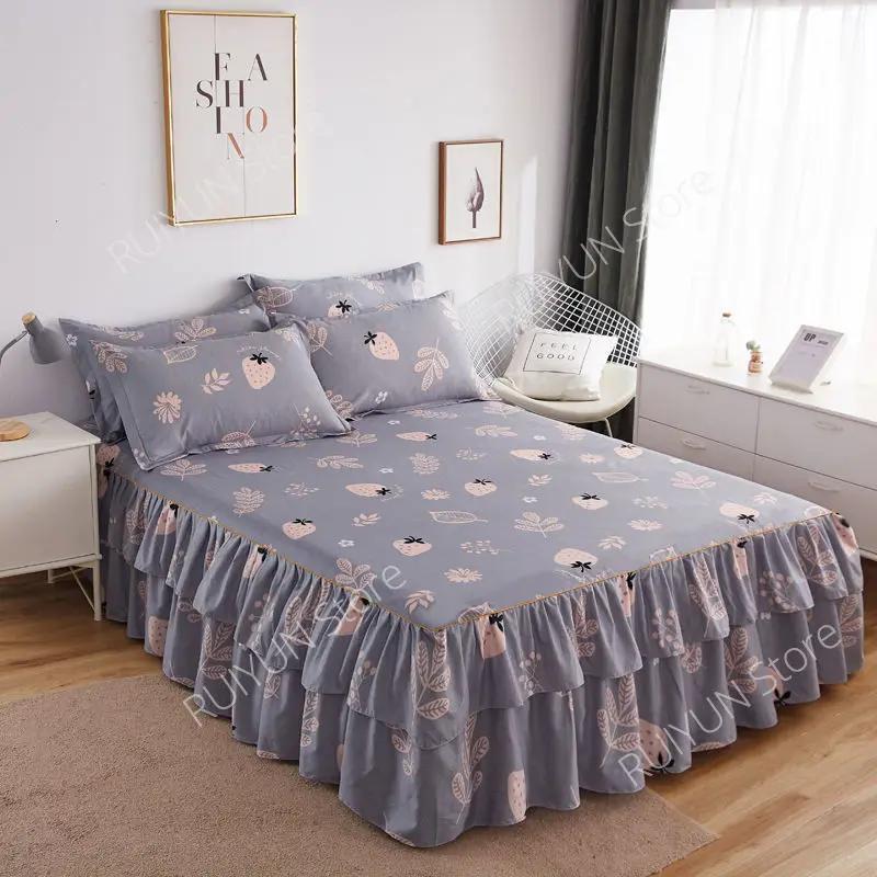 Dekorativer Bettrock für Prinzessinnen-Schlafzimmer, zweilagig, Bettüberwurf, rutschfester Matratzenbezug, Tagesdecke, Bettlaken, Matratzenschoner