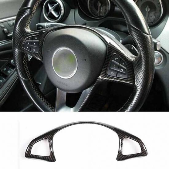 Carbon Fiber Fit For Benz GLA CLA Cover Trim 2013-19 Steering Wheel Button Frame