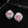 Elegant Women Jewelry Set Asscher Yellow Topaz Blue Argyle Pink Square Diamond Ring Earrings Pendant