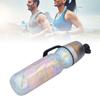 PE Misting Water Bottle Spray Mist Sports Water Bottle Reusable Cooling Drinking Bottle with Double Wall Insulation Carry Loop Yellow