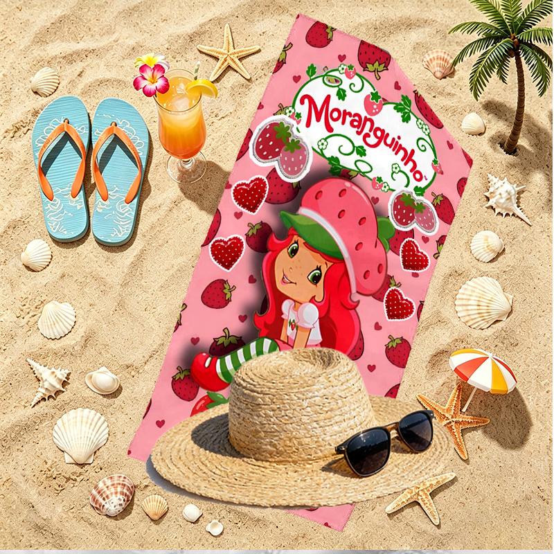 Strawberry Shortcake Print Beach Towel, Versatile Lightweight Absorbent Beach Towel for Pool Surf Yoga Bathroom, Perfect Birthday Holiday Gift