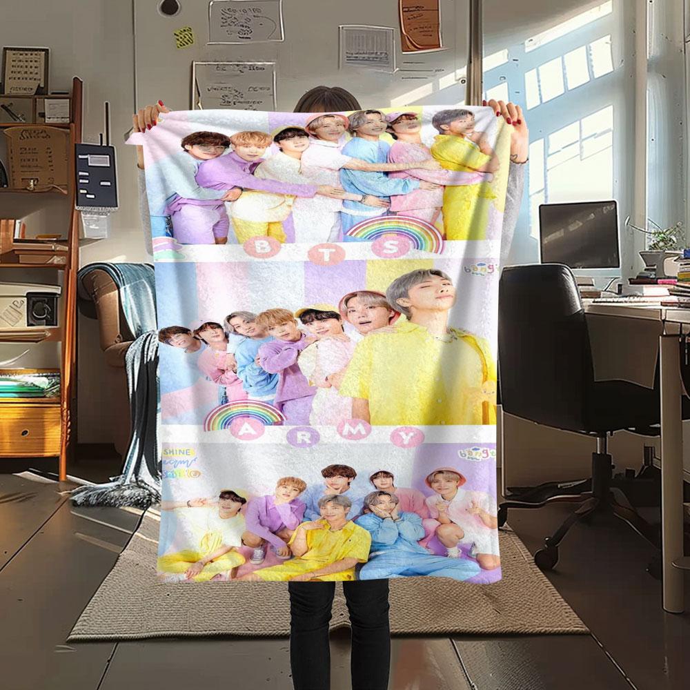 K-POP BTS printing Flannel Blanket Bedroom Sofa Camping Warm blanket Gifts for family and friends-MJ013