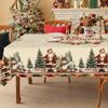 Rustic Tablecloth Santa Claus Snowman Pattern Vintage Table Cover Washable Dining Table Cloth for Home Living Room Interior Deco