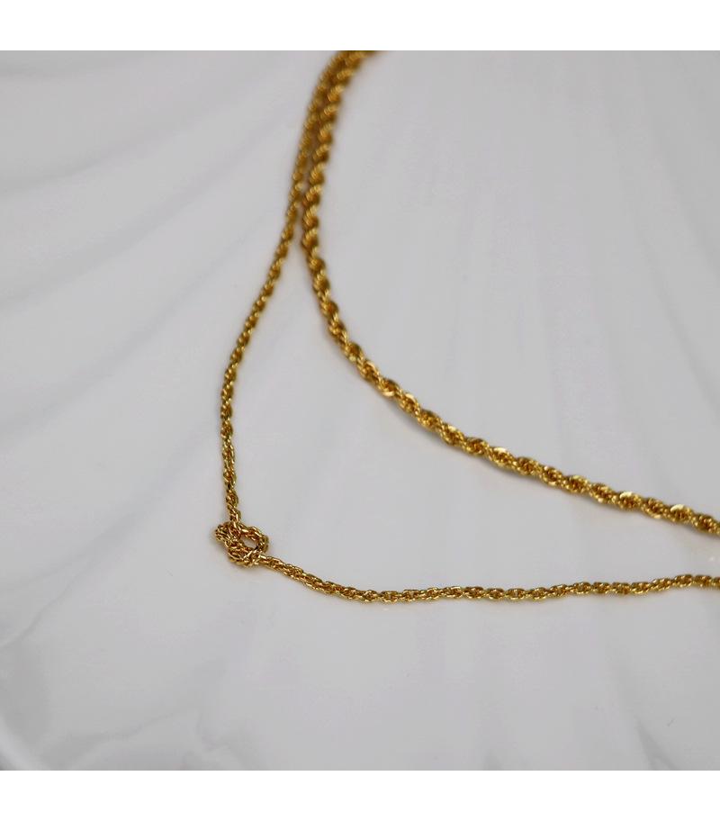 Gold-Plated Brass Twisted Necklace: Versatile, Shiny, Layered Design with a High-End Feel, Knot-Ready for Timeless Style.
