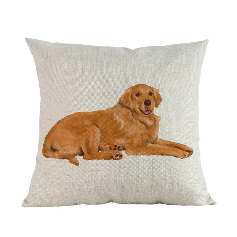 Watercolor Style Pet Dog Cushion Cover Home Living Room Sofa Decoration Pillow Case Chair Car Bedroom Decorative Pillowcase Gift