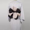 [TOuWA] Wrinkled Heiko Obi (Sash), Set of 2, Plain, Solid Color, for Adult Women's Yukata (Cream X Black)
