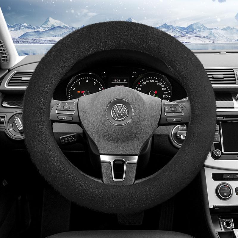 Suitable for Volkswagen Plush Steering Wheel Cover, Autumn and Winter Warm Non-Slip Protective Cover, Golf Tiguan Polo T-Roc Jetta Id.4 Id.3 Atlas