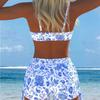 1011 Costume da Bagno Intero da Donna Stile Canotta Divisa Set Costume da Bagno Canotta a Spalline Stampata Bikini Diviso