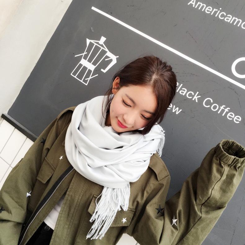 

Корейский стиль, новый осенне-зимний двусторонний монохромный шарф, женский шарф из искусственного кашемира, утепленный кондиционер, теплый