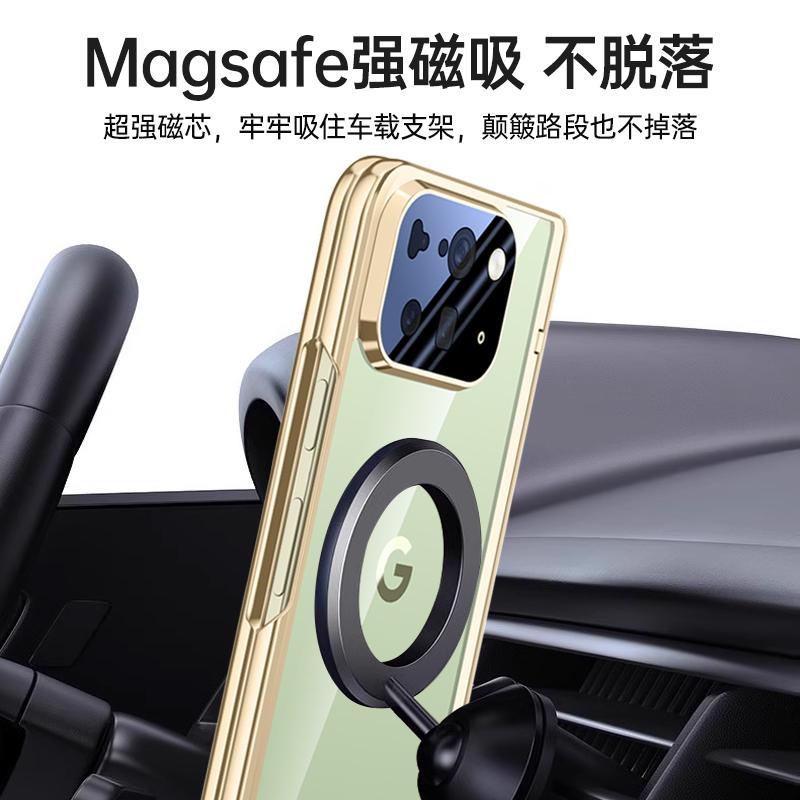 For Google Pixel 10 Pro Fold Case Magsafe Clear 360° Rotation Stand Spring Hinge Lens Screen Protector Full Protection Cover