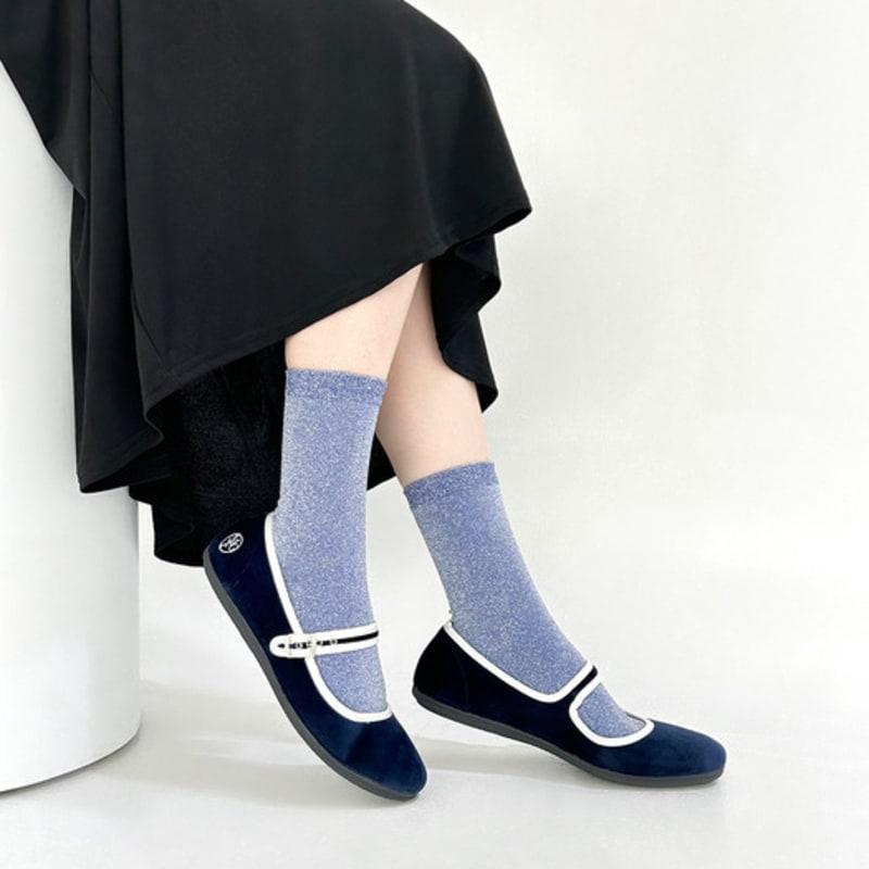 YELLOWSOCKS GLITTER SOCKS SILVER BLUE