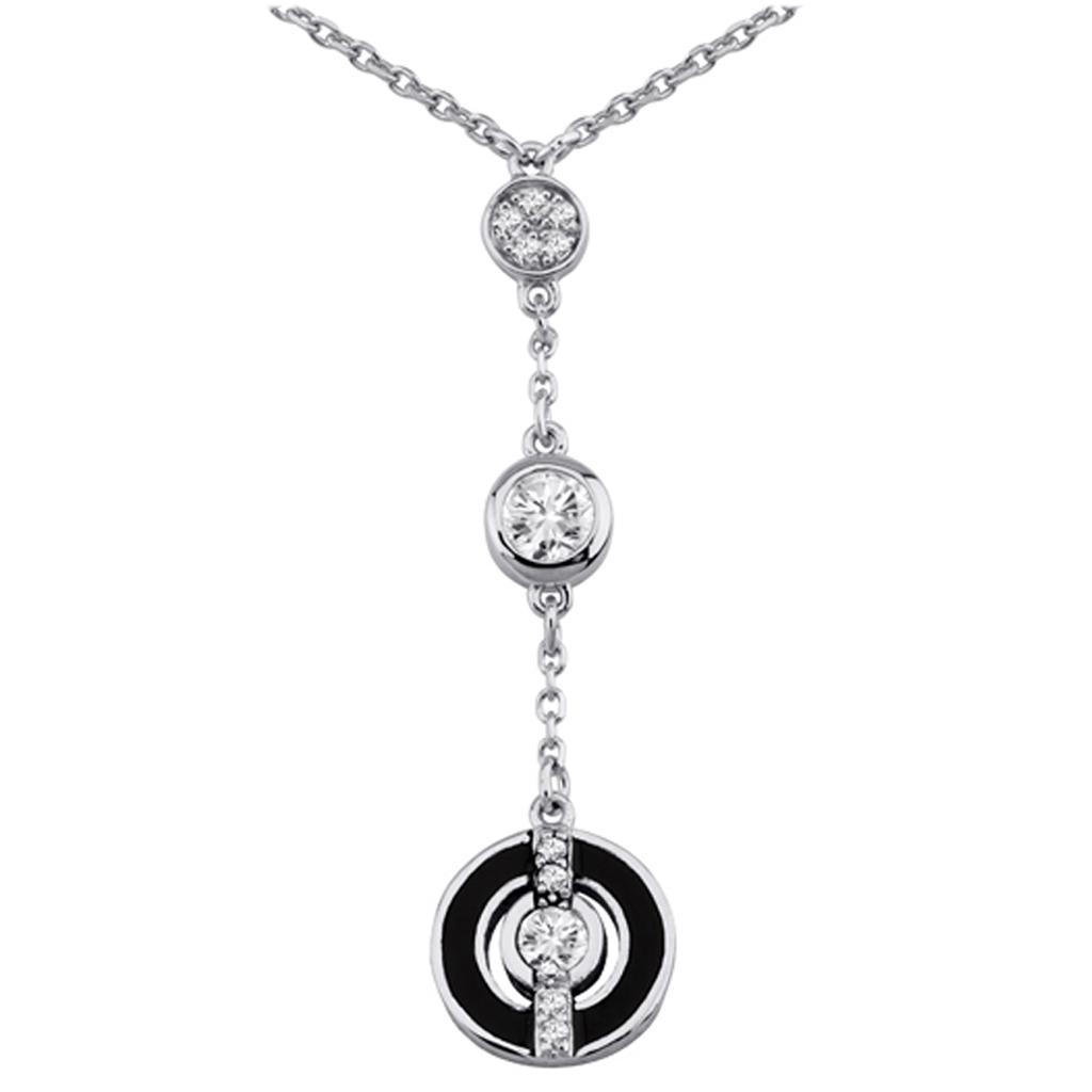 Altesse [L0183] - Silver Necklace 'Goddess' White Black