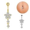 Rhinestone Flower Pendants Belly Button Ring Stainless Steel Body Piercing Jewelry  Girls