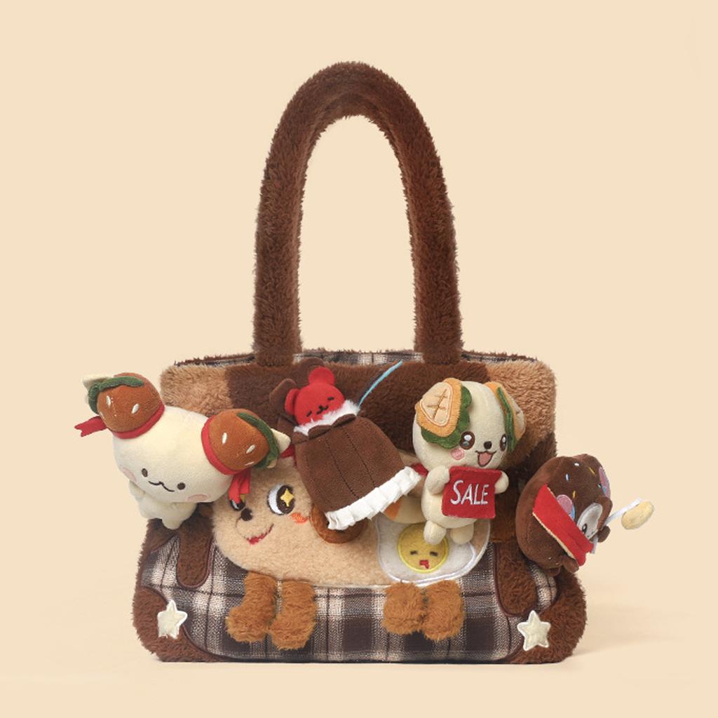 Cute Cartoon Hamburger Single-Shoulder Bag — Versatile Plush Handbag For Women And Girls