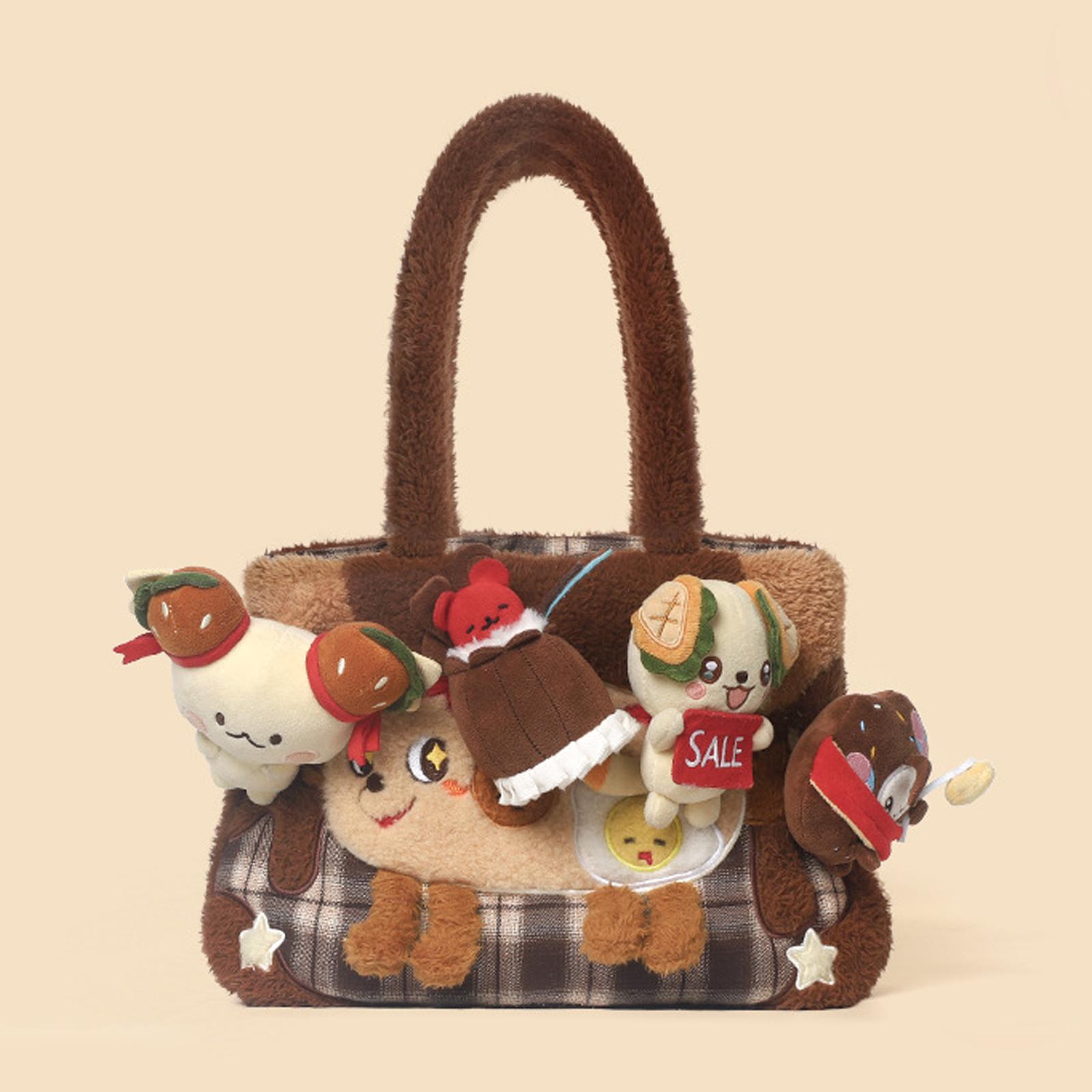 

Cute Cartoon Hamburger Single-Shoulder Bag — Versatile Plush Handbag For Women And Girls One Size