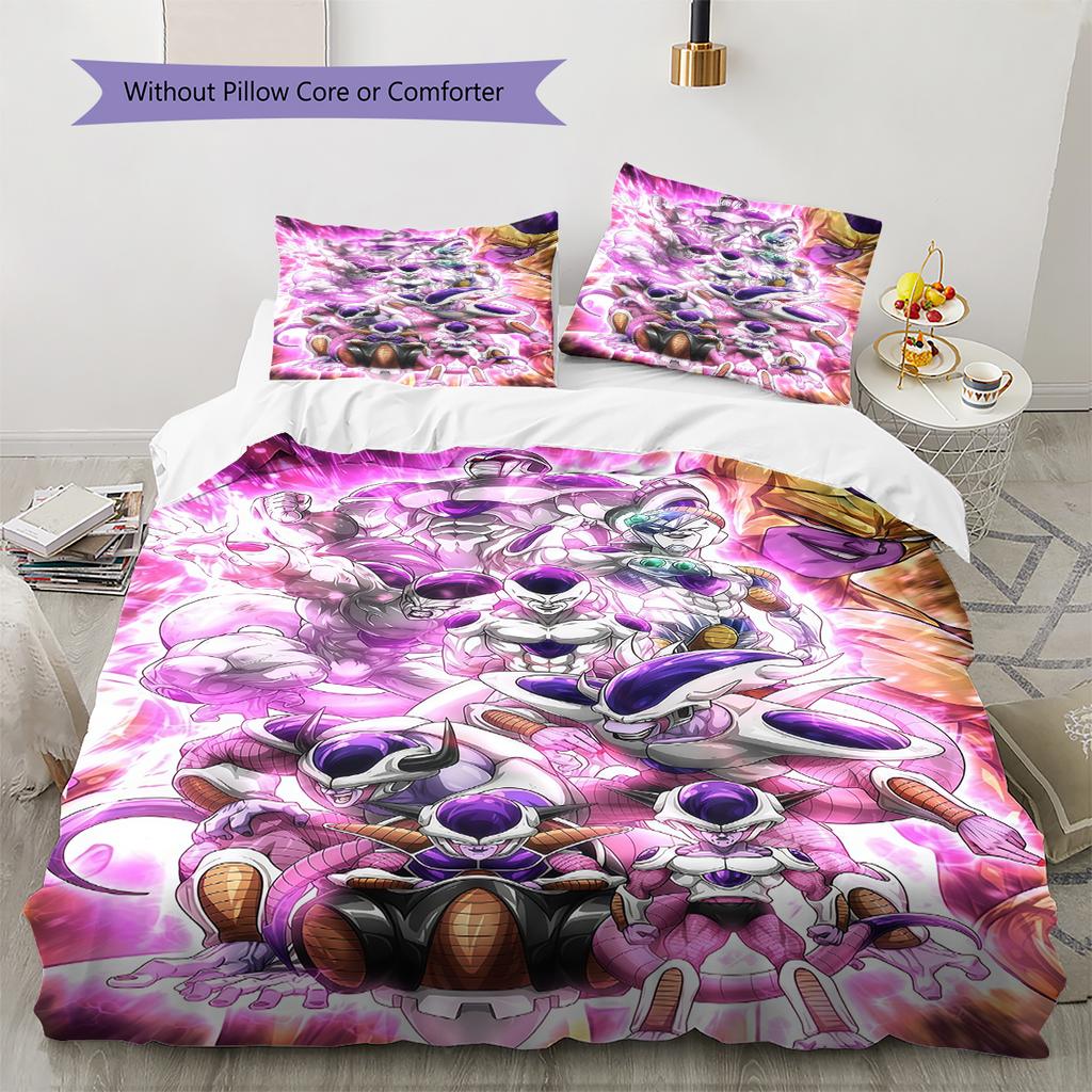 Frieza Pattern Bedding,Quilt Set Quilt Cover Pillowcase Home Birthday Gift (1 * Duvet Cover + 2 * Pillowcase, Without Core)