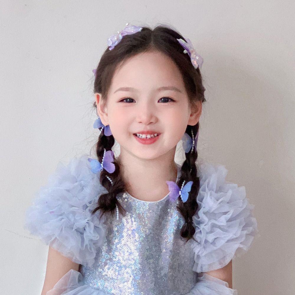 Cute Mesh Pearl Braided Hairpin Colorful Tassel Girls Barrettes Headwear Braided Hair Chain