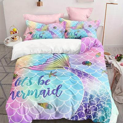 Princesa Sirena Anime Hogar Dormitorio Comforter Material de poliéster nórdico adecuado para niños y adultos Juego de 2/3 piezas