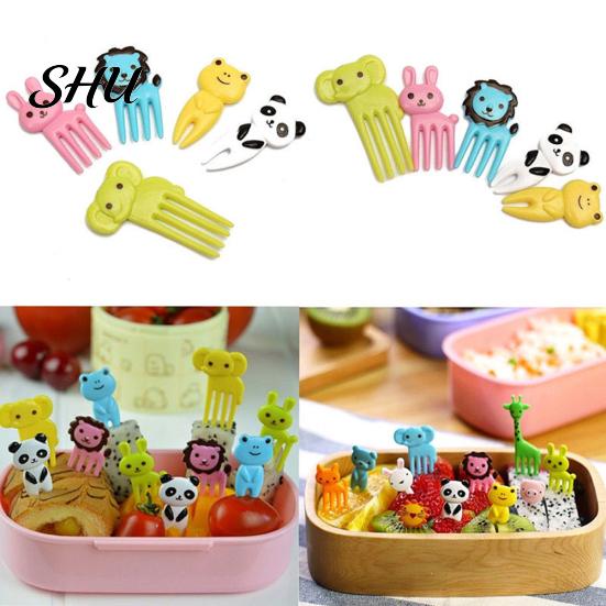 10 Stück Kind Kind Cartoon Tier Lebensmittel Obst Spieß Gabel Bento Lunchbox Deko Teile