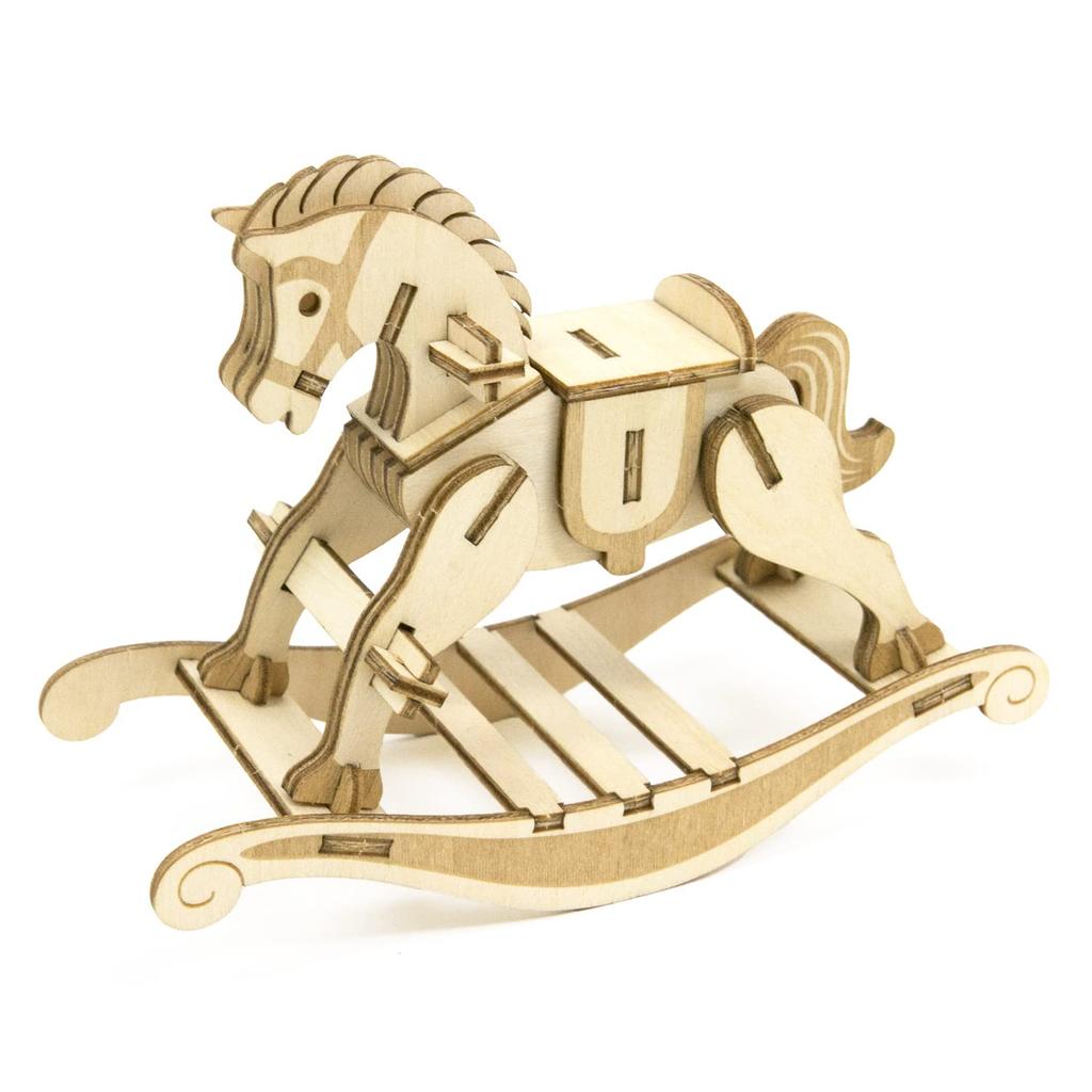 Rocking Horse A wooden 3D puzzle DIY craft kit that can be enjoyed by elementary school children to adults An educational toy for boys and girls A