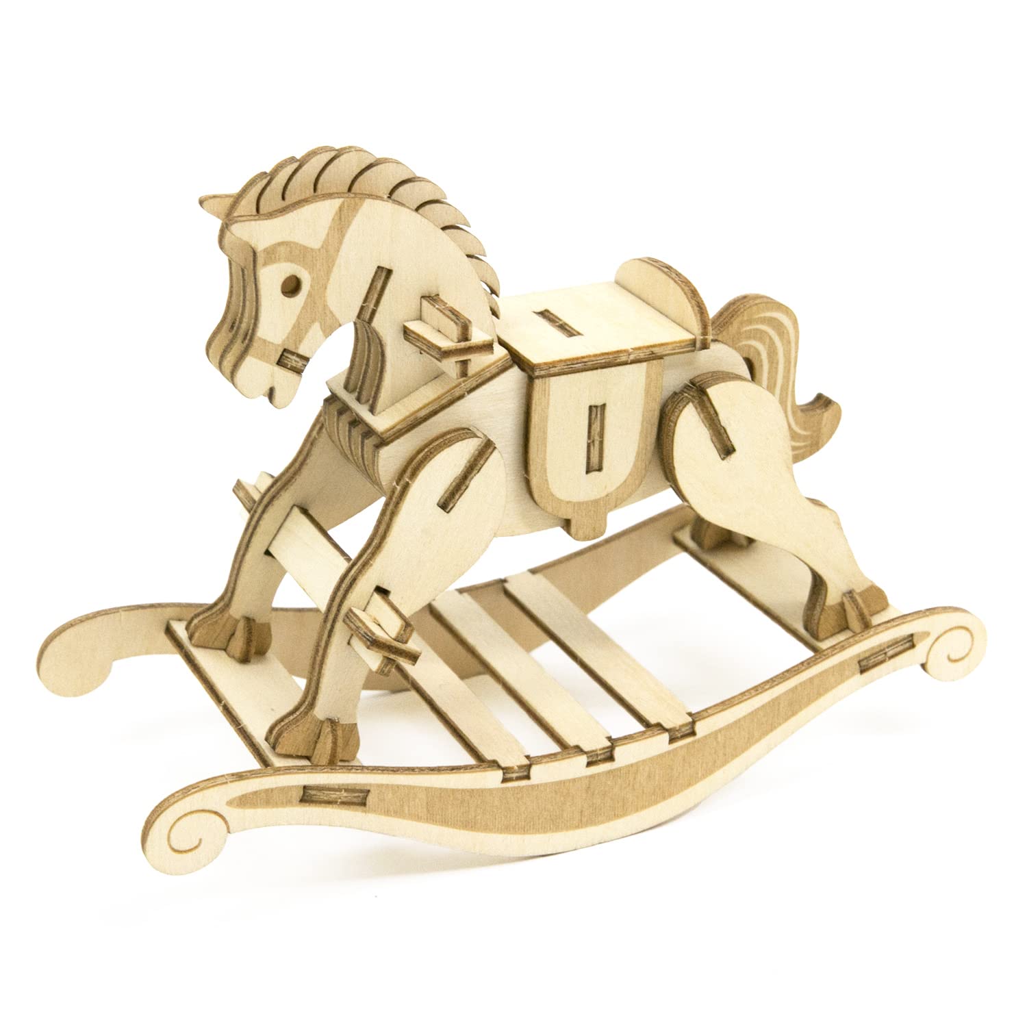 

ki-gu-mi Rocking Horse - A 3D wooden puzzle DIY craft kit for kids and adults alike - educational toy for boys and girls - a great 3D art piece and a