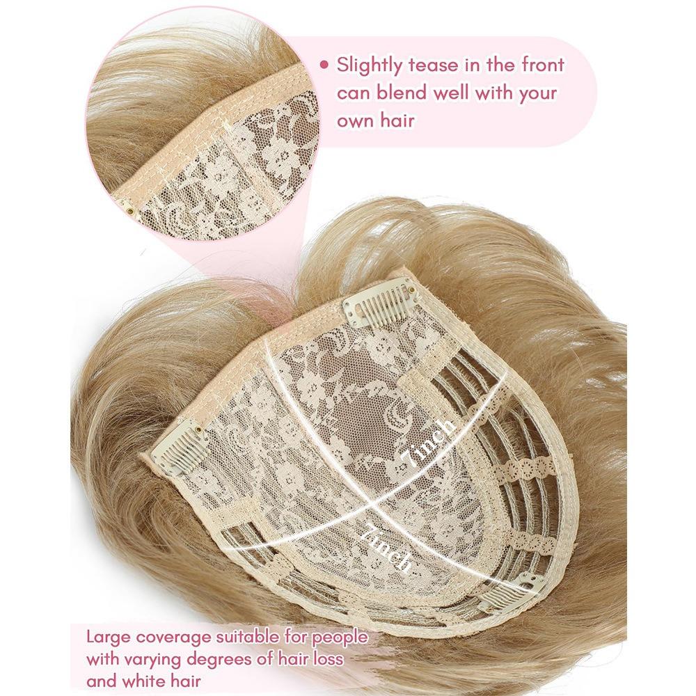 Hair Extensions Top Hair Bangs Replacement Wig Wavy Hair Piece Cover White Hair