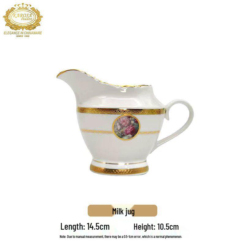 Karosa European Exquisite Ceramic Coffee Set with Gold Rim Bone China Cups and Saucers