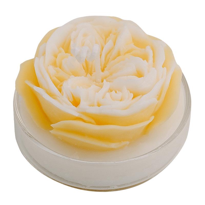 Teacher's Day Romantic Austin Rose Scented Candle with Floral Arrangement