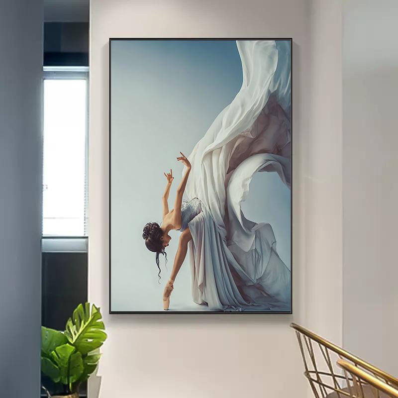 Modern Ballet Dancing Girl Canvas Painting Elegant Dancer Wall Art Pictures Poster Prints for Living Dance Room Home Decor
