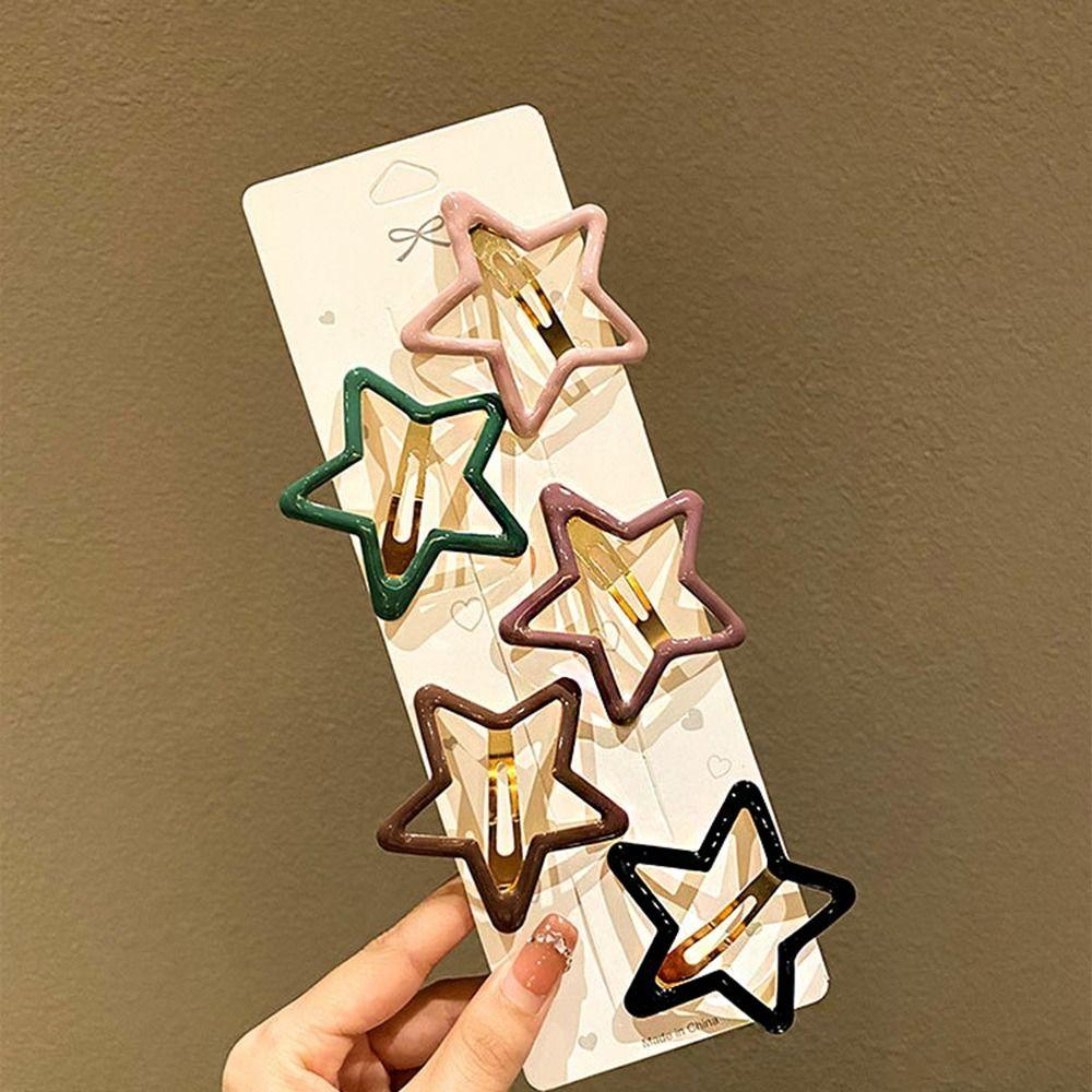 Pentagonal Star Side Barrettes Zinc Zinc Alloy Y2k Hairpin Fashion Star BB Hair Clip  Travel