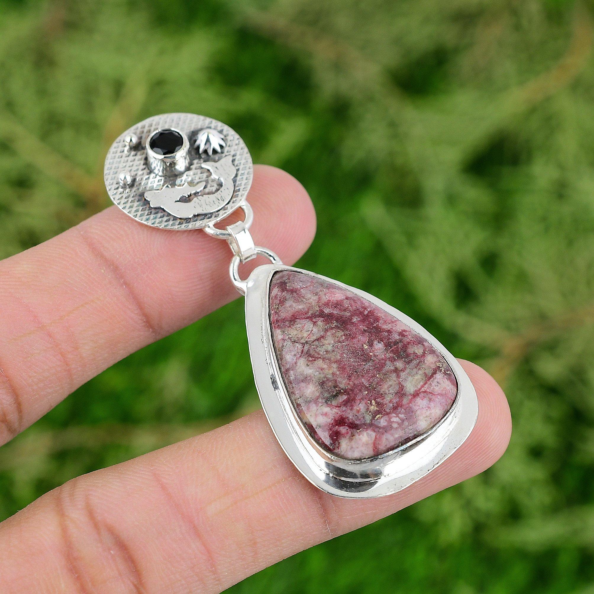 

Thulite Pendant Handmade Jewelry Gemstone Pendant 925 Sterling Silver Pendant Designer Jewelry Gifts For Him