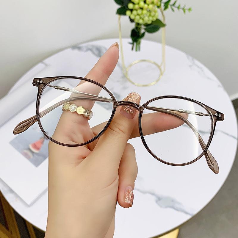 Anti-Blue Light Glasses Tide Oval Student Flat Glasses With Myopia Glasses Male Degree Generation