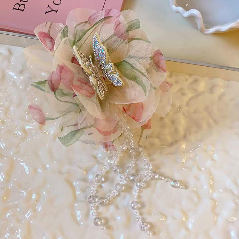 Mesh Butterfly Flower Tassel Hair Clip Sparkling Shark Clip  Hair Claw For Women Girls Elegant Hair Accessories Gifts